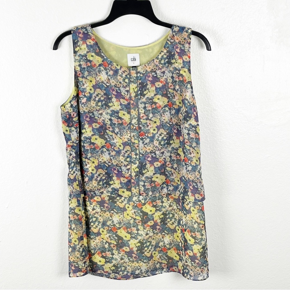 CABI Positano Floral Layered Sleeveless Top #5041 Size Small Boho Cottagecore